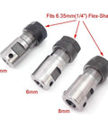 Flexible Shaft Coupling For RC Motors 5mm To 6.35mm 6mm To 6.35mm And 8mm To 6.35mm Collet Joint For Brushless RC Boats Beefy High Torque CNC Shaft Coupler, 3 sizes shown