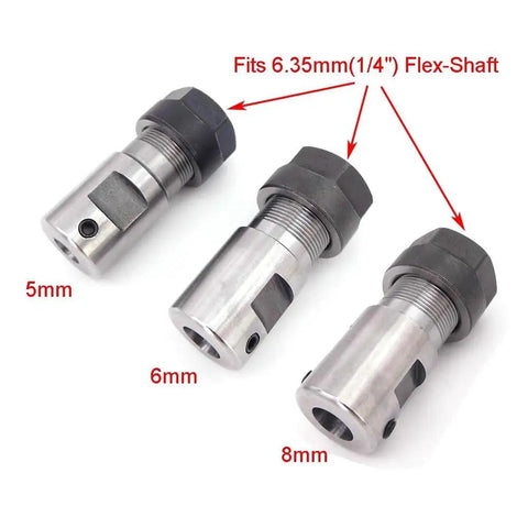 Flexible Shaft Coupling For RC Motors 5mm To 6.35mm 6mm To 6.35mm And 8mm To 6.35mm Collet Joint For Brushless RC Boats Beefy High Torque CNC Shaft Coupler, 3 sizes shown