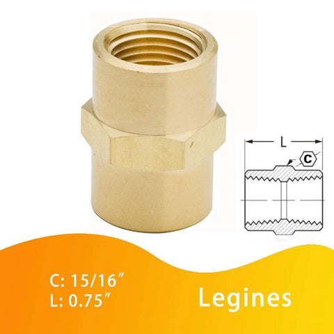 1/8 inch NPT brass coupling, female to female straight pipe, corrosion resistant, high-pressure use, Legines brand.
