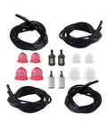 Pro Grade Fuel Line Hose Kit For 2 Cycle Small Engines Four Size Set Includes Four Foot Fuel Lines For Weed Eater Chainsaw Blower And Lawn Mower Primer Bulb Replacement Black showing hoses, filters, and bulbs