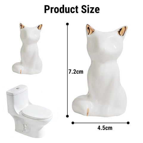 Premium Ceramic Toilet Bolt Covers With A Super Cute Cat Design To Crush Rust And Dampness While Keeping Your Bathroom Hardware Vibing Immaculately All Season Long in a size comparison with a toilet.
