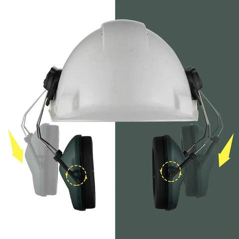 Noise Cancelling Hard Hat Earmuffs Attachable For Construction Site Adjustable Fit With Retractable Stainless Steel Cups