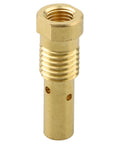 Brass Gasless MIG Welding Nozzle Tip Kit, 7-Piece Set With 0.6-1.2mm Tips For Flux Core Welders Like FC90 And 80GL, showing a brass nozzle