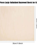 Basswood sheet, unfinished 12 x 12 in (30 cm), smooth natural wood square for crafts