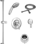 Commercial Shower System Trim Kit With 2.5 GPM Flow, 36 Inch Slide Bar, Hand Shower, Chrome Finish components displayed