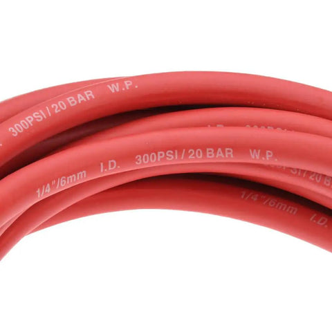 Heavy Duty Rubber Air Hose Fifty Feet Long With Half Inner Bore And Matching Mnpt Ends Oil Resistant Build Yields Three Hundred Psi Pressure Withstands Frost To Scorching Days Prime Shop Gear Built For Daily Grind No Sweat, red hose coils.