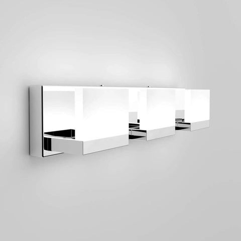 Three Light LED Vanity Light For Bathroom Chrome Finish Up And Down Mount Over Mirror Modern Wall Fixture With Frosted Acrylic Shade