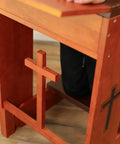Solid Wood Prayer Kneeler Bench With Folding Table Top For Home Or Church Padded Kneeler Shelf And Compact Design