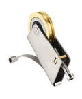 Heavy Duty Stainless Steel Double Copper Wheel Bearing Rollers Smooth Sliding Door And Window Track Pulleys With Nifty Shower Curtain Hardware For Boss Quality Glides Inside Your Home Four Piece Sets, close-up of roller.