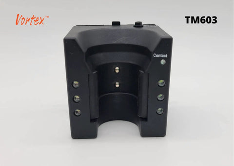 Emergency LED Wall Mount Flashlight TM603 charger front view with LED indicators, designed for home and car security.