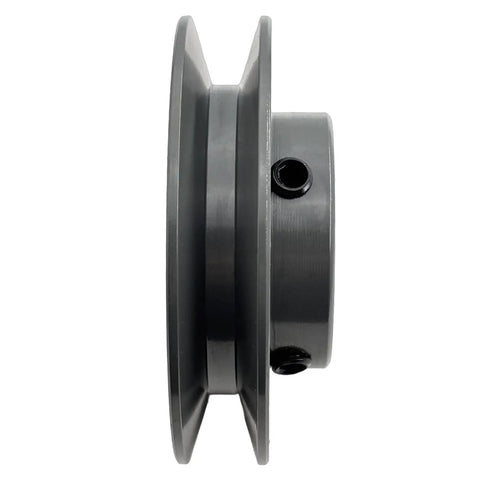 Side view of Beefy Cast Iron V Belt Pulley 1 Inch Bore, 3.25 Inch Outer Diameter, One Groove Motor Pulley For A V-Belt Section A, 3L And 4L V Belts
