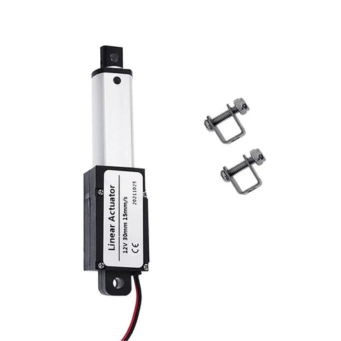 Pro Heavy Duty 12V Electric Linear Actuator Motor With 30Mm 50Mm Stroke Smooth Pull Power For Tight Rig Builds, silver motor with mounting hardware.