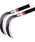 Two Pack Manganese Steel Weeding Sickle Garden Tool Set with curved blades and black handles