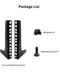 4U Vertical Wall Mount Rack Rails with M6 Screws and Cage Nuts, kit includes 2 rack rails and 20 of each screw and cage nut.
