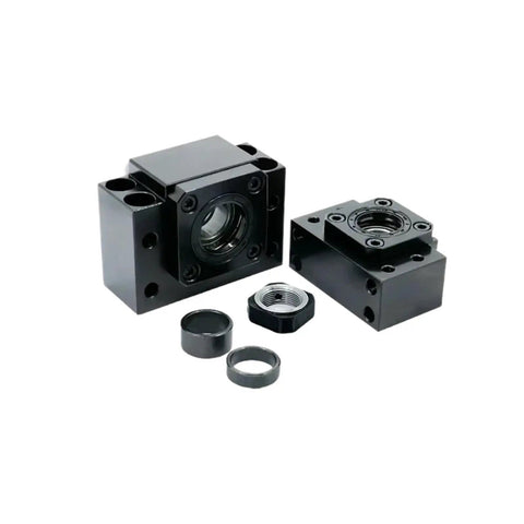Heavy Duty SFU2005 Linear Motion Ball Screw Kit 900mm C7 Accuracy Plus BFBK15 Flange Nut and brackets in black.