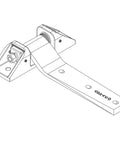 Diagram of a heavy duty strap hinge, industrial grade, left hinge, 6-way adjustable, gray, for commercial doors, front view illustration.