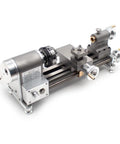 Multi-function Precision Mini Lathe Machine With 50mm Chuck For Turning Wood And Metal Projects Variable Speed Control close-up view showing parts and chuck.