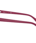 Side view of RJ9071S Kids Square Sunglasses for Narrow Faces, Transparent Pink Frame With Light Gray Gradient Lenses, 48 mm Lens Width.