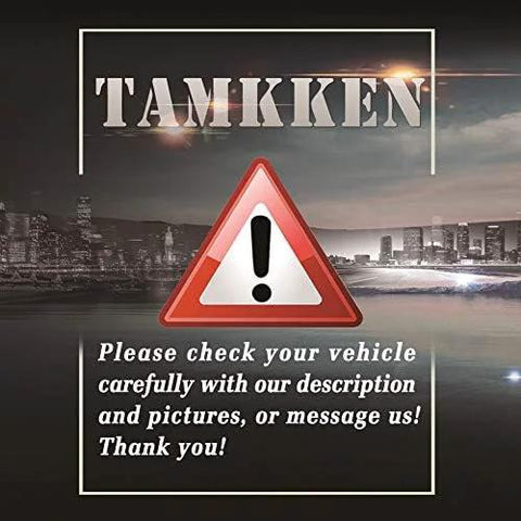 TAMKKEN automotive parts banner with red warning triangle and city skyline background.