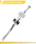 Side view of a 4-inch stainless steel sanitary tri-clamp ferrule with clamp hardware