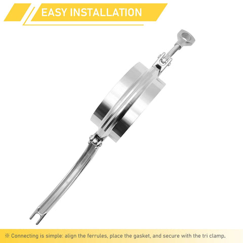Side view of a 4-inch stainless steel sanitary tri-clamp ferrule with clamp hardware