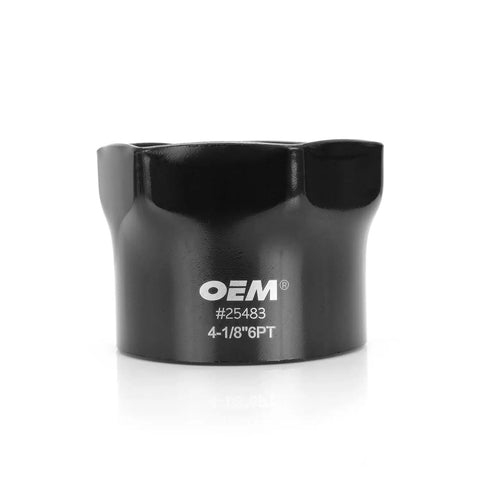 Beefy Four Point One Eight Inch Truck Axle Wheel Bearing Socket for Axle Nut Replacement, black 6-point socket on white background
