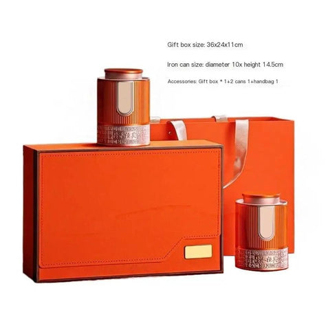 Retro Ceramic Sealed Jar Double Set Airtight Spice And Tea Storage Containers Kitchen Pantry Organizer For Coffee Beans And Herbs Real Deal Kit in an orange gift box.