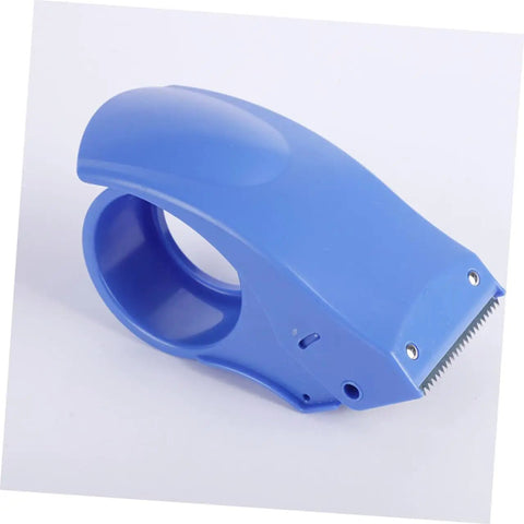 Rock Solid Heavy Duty Tape Dispenser Cutter With Ergonomic Grip And Sharp Steel Blade For 5 Cm Packing Tape, blue color, side view.