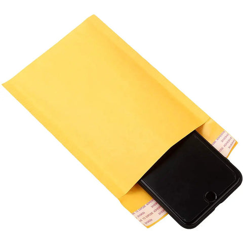 5 By 7 Inch Bubble Mailers 50 Pack Padded Envelopes Self Seal Kraft Paper Mailers Lightweight Yet Heavy Duty Tear Resistant For Easy Insertion And Secure Shipping Great For Holiday Gifting with a phone inside