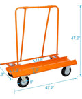 Heavy Duty Drywall Panel Dolly With 8 Inch Wheels And Locking Casters 1800 Lbs Capacity Steel Folding Sheetrock Cart, 47.2 in