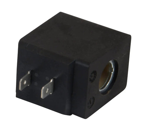10V Hydraulic Dump Valve Coil Solenoid With Spade Connectors For Industrial Hydraulics Built Tough 5x1x2 Inch Body Power Up Unit Easy Wiring And Reliable Operation