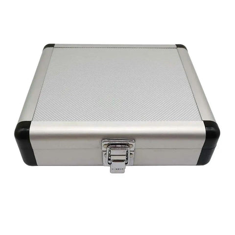 Closed storage case for 5/8 Inch CNC Lathe Indexable Turning Tool Holder Set with nickel plated finish.