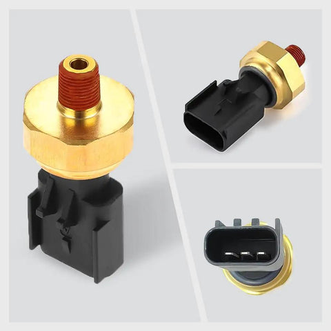 Engine Oil Pressure Sensor Switch Replacement For 5149064AA And 5149062AA, durable metal and plastic construction, top view and side angle.