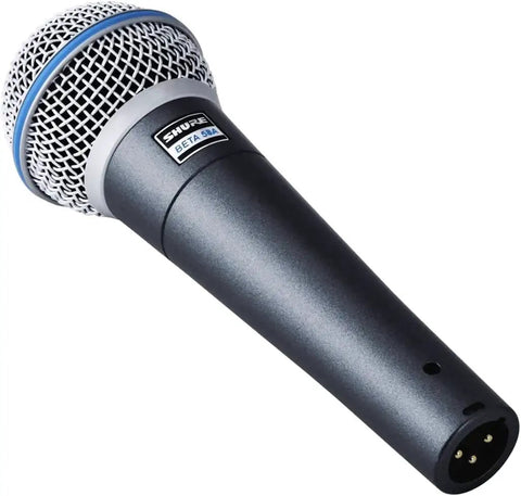 Beta 58A Vocal Dynamic Microphone For Live Gigs And Studio Use With Supercardioid Pattern, close-up of microphone body and grille