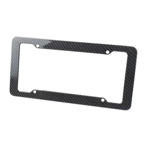 Legit Carbon Fiber License Plate Frame Set For Front And Rear Tag Holder slim build black frame with screw holes for easy installation.