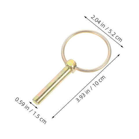 Zinc-coated safety pin with ring clip from 12 Piece Heavy Duty Clevis Pin And Safety Pin Kit With Hitch Ring Clips For Secure Fastening On Farm Tractors