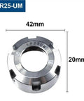 Heavy Duty ER Metal Collet Clamping Nut Fits ER8 To ER40 For Milling Cutters Reducing Vibes And Boosting Precision Durable Chromium Steel shown from above with size dimensions.