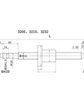Technical drawing of Ultra Quiet Anti Backlash Linear Guide Ball Screw With Nut Kit 100 To 1000mm SFU3205 dimensions and specifications.