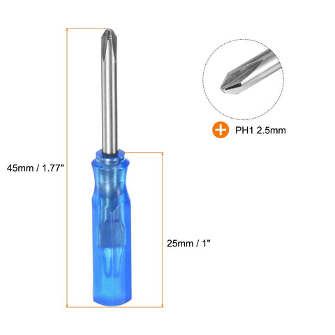 Tough As Nails 2 Piece PH1 Mini Phillips Screwdriver Set With 2.5mm Magnetic Cross Bit And Snug Comfort Grip crafted from premium steel.