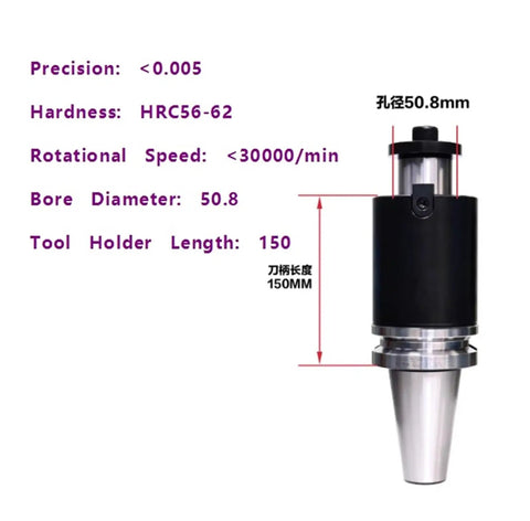 Heavy Duty BT50 FMA508 Tool Holder For CNC Milling Machines with precision details and dimensions shown.