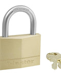 Two And Three Eighths Inch Solid Brass Padlock With Five Pin Tumbler And One And One Eighth Inch Shackle Diameter Eleven Thirty Second Inch Shackle Keyed