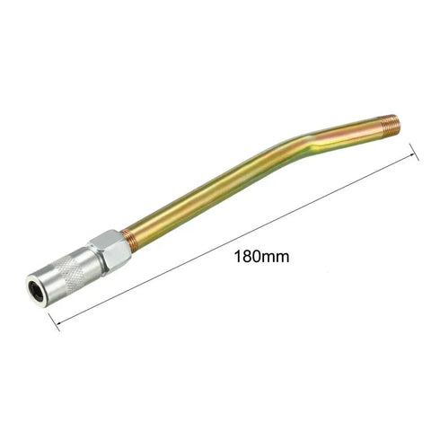Beefed Up 1/8 NPT Grease Fitting With Metal Extension Tubes And Nozzle Zinc Plated, 180mm length, for machinery lubrication
