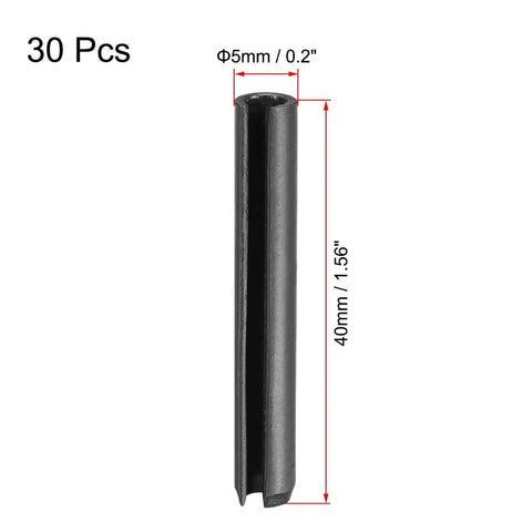 Slotted Spring Pin Assortment Kit 5mm By 40mm Plain Finish 65Mn Tension Pins For Small Machinery Projects 30 Piece Set