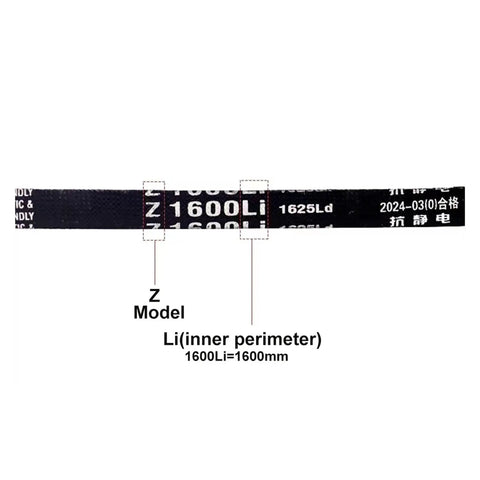 All Purpose Rubber V Strip Drive Conveyor Belt For Heavy Duty Power Transmission 380mm To 800mm Length Type O And Z Wedge Strap For Automotive Industrial Household Appliances And Agricultural Equipment, Z model 1600Li rubber belt marking