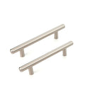 Brushed Nickel Stainless Steel Cabinet Pulls 6 Inch Overall Length With Four Inch Hole Centers And Half Inch Projection for kitchens