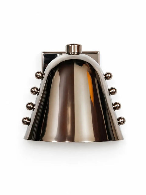 Modern Adjustable Chrome Wall Sconce Polished Metal E26 with rotating spotlight and brass accents for stylish indoor lighting.
