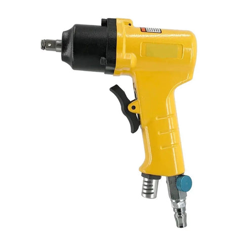 Top Tier Industrial 3/8 Air Impact Wrench Hella Compact Pneumatic Tool Built For Badass Mechanics High Velocity Head Quick Release Chuck All Metal Housing Smooth Drive yellow pneumatic wrench with quick release chuck.