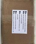 Brown cardboard box with multilingual warning label for handling instructions, suitable for shipping Heavy Duty Electric Tapping Arm.