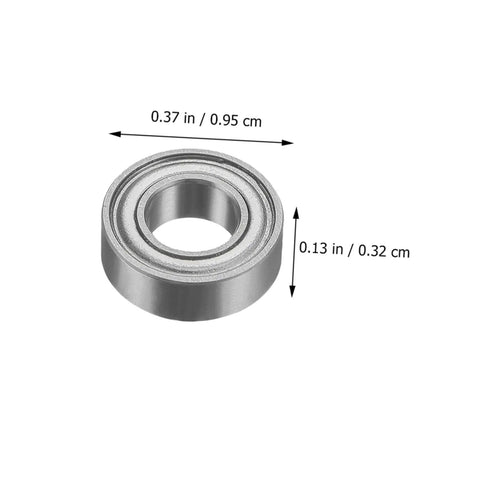 Steel ball bearing from Router Bit Replacement Bearings Kit With Ball Bearings, 0.37 in diameter, 0.13 in thickness.