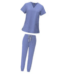 Light Blue Nurse Scrub Set With Top And Jogging Pants For Spa And Beauty Workwear That Holds Up All Day Machine Washable Easy Care Uniform Outfit